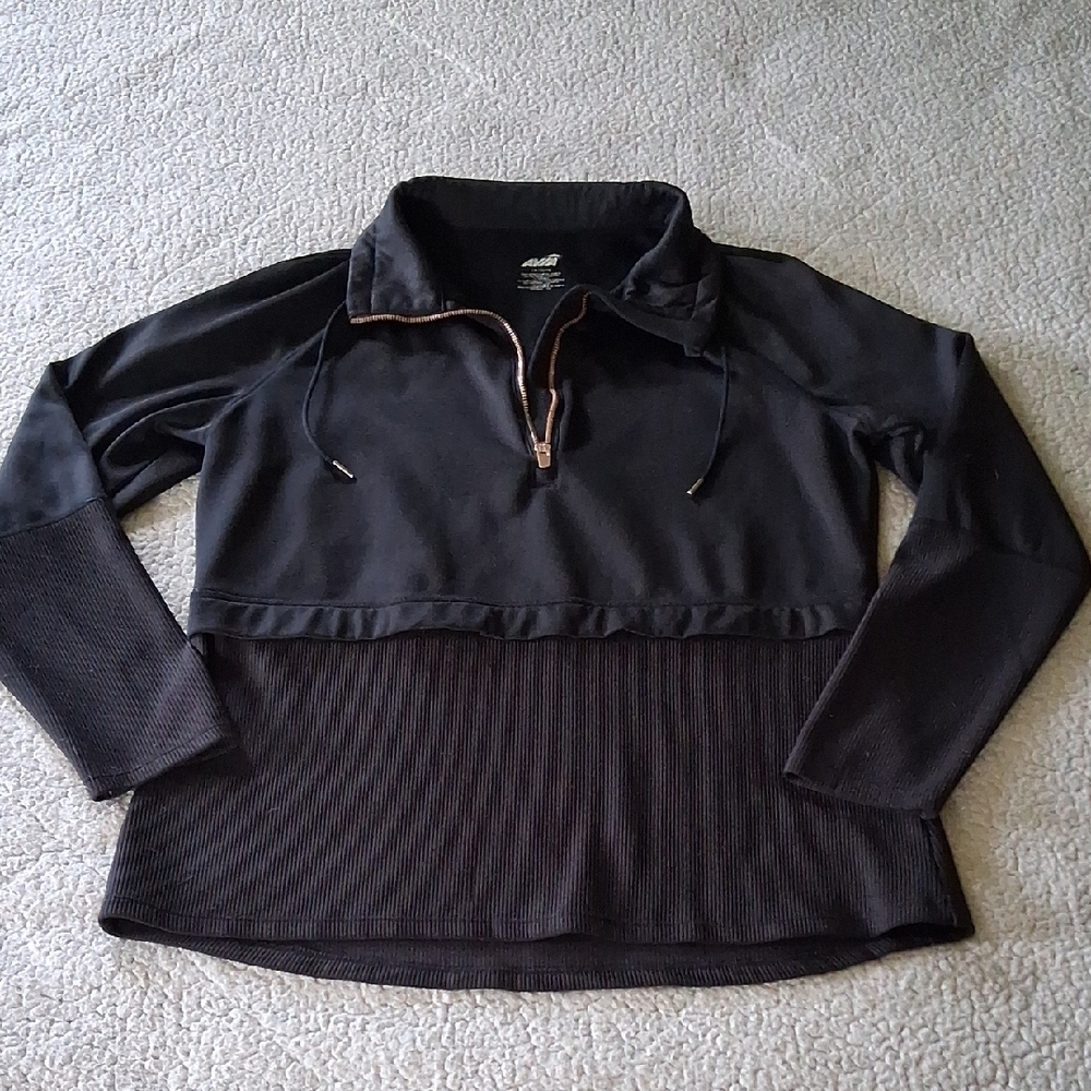 Avia Black Pullover with Half-Zip Large